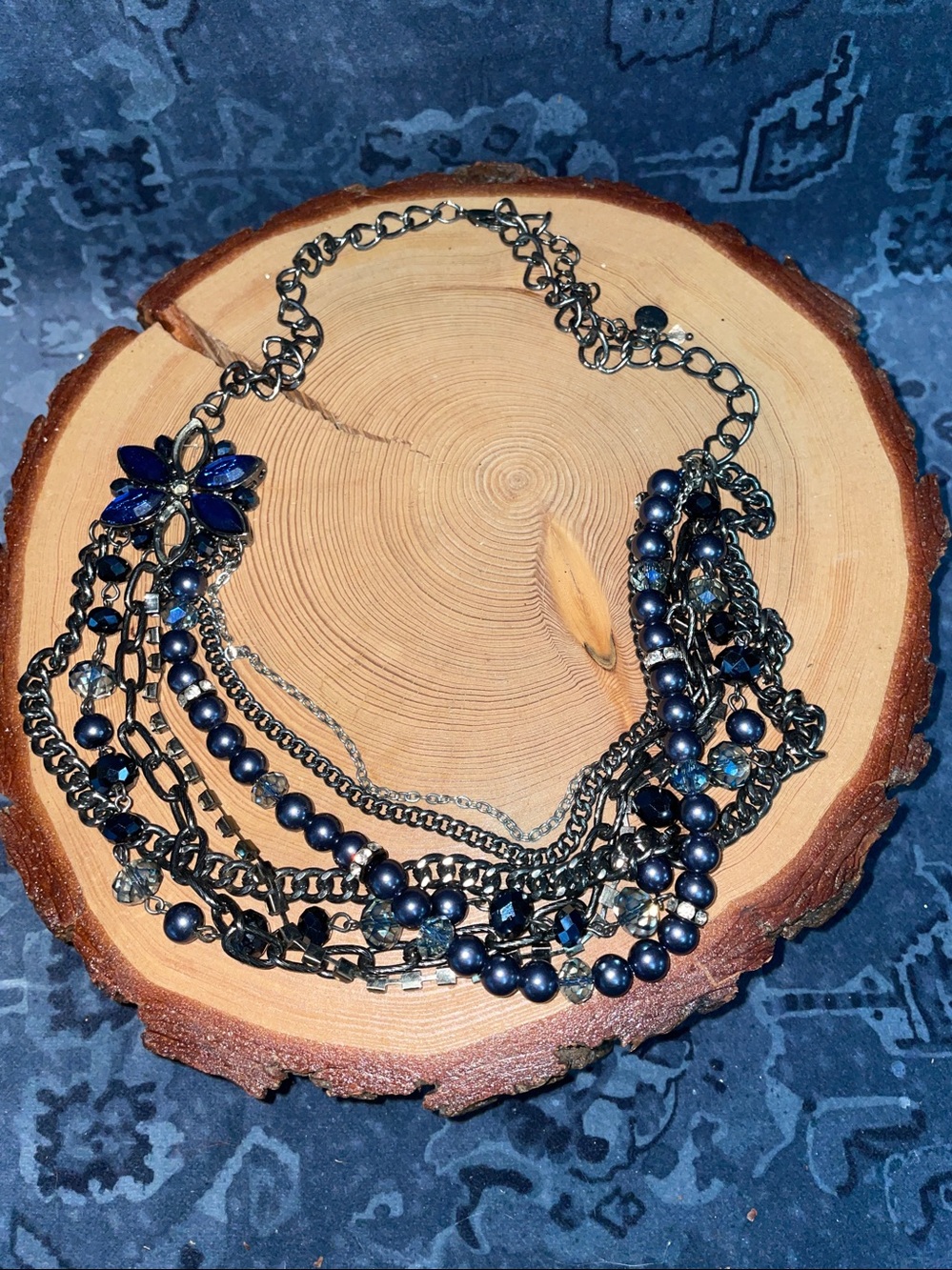 Simply Vera Vera Wang Multi-Strand Statement Necklace Asymmetric Blue Crystal
